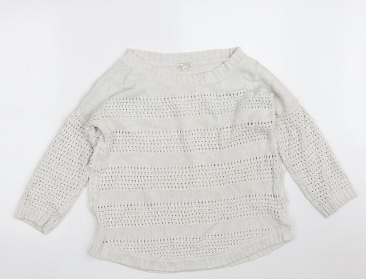 Gap Womens White Round Neck  Cotton Pullover Jumper Size M
