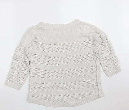 Gap Womens White Round Neck  Cotton Pullover Jumper Size M