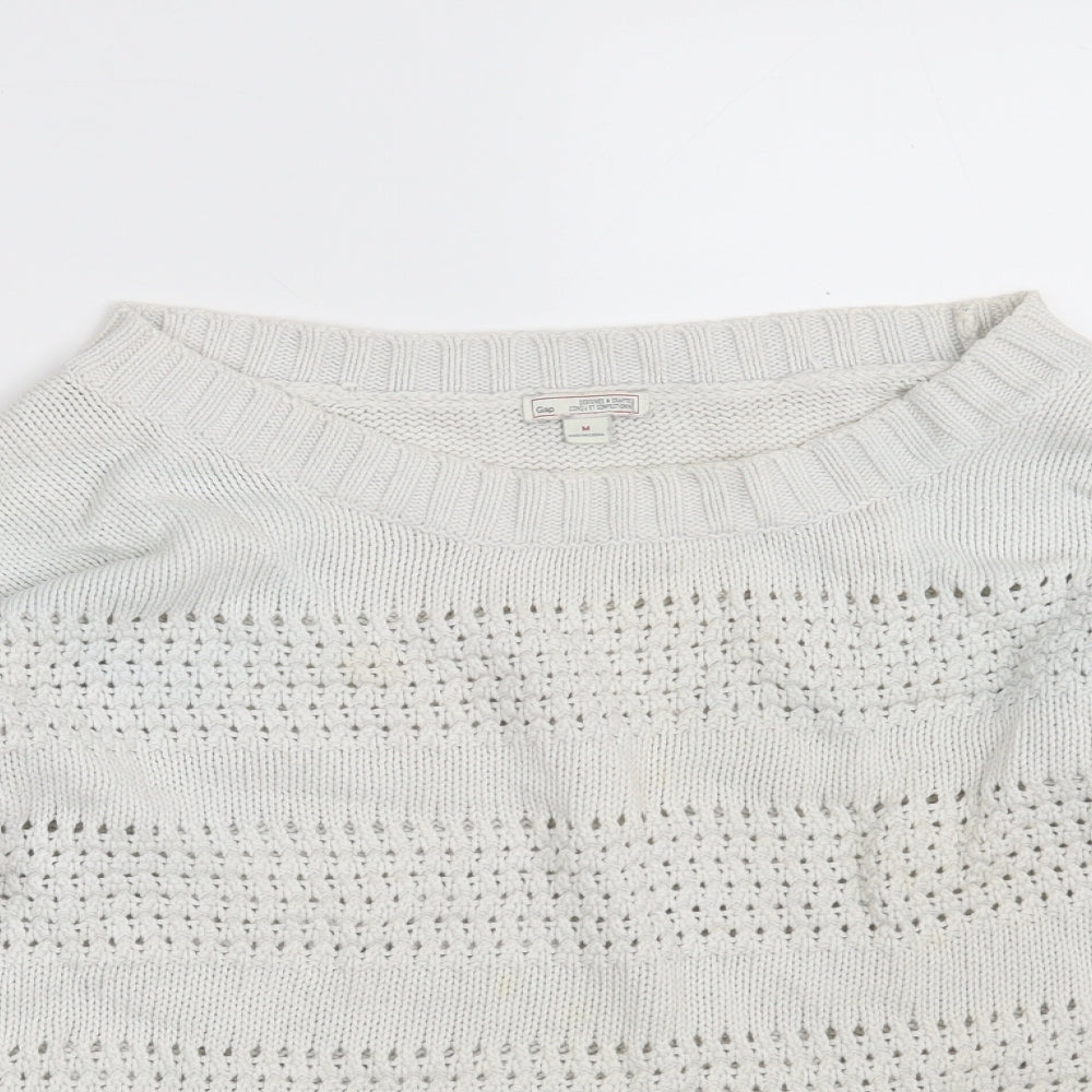 Gap Womens White Round Neck  Cotton Pullover Jumper Size M