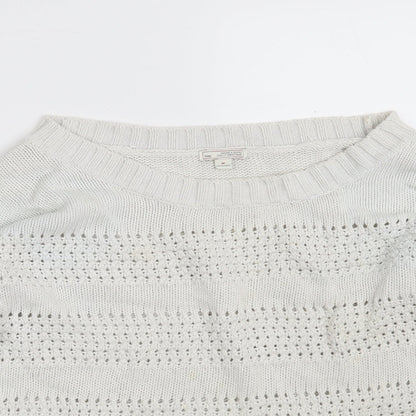 Gap Womens White Round Neck  Cotton Pullover Jumper Size M