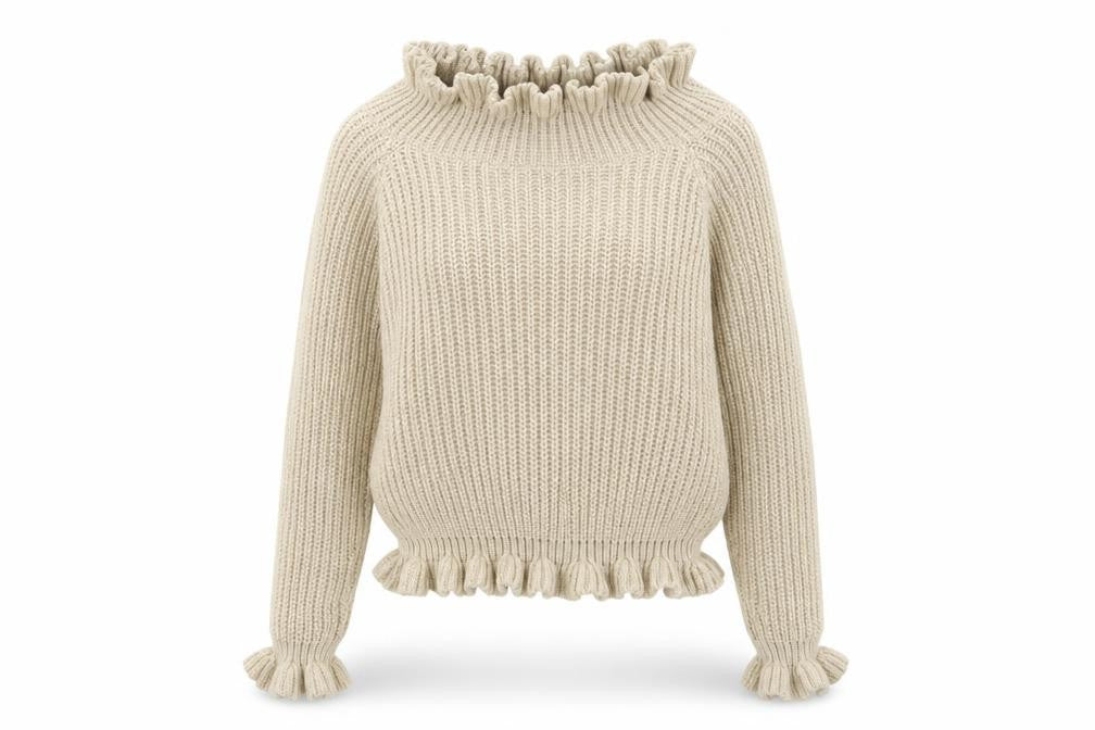 Front view of Influence women’s beige boat neck acrylic jumper, size S
