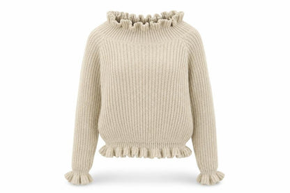 Front view of Influence women’s beige boat neck acrylic jumper, size S