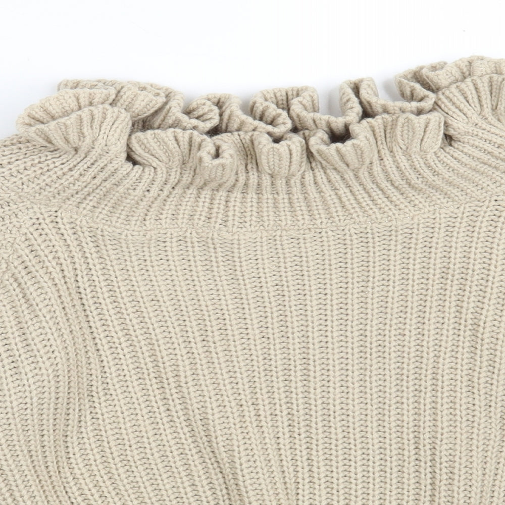 Influence Womens Beige Boat Neck  Acrylic Pullover Jumper Size S