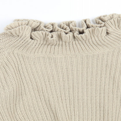 Influence Womens Beige Boat Neck  Acrylic Pullover Jumper Size S