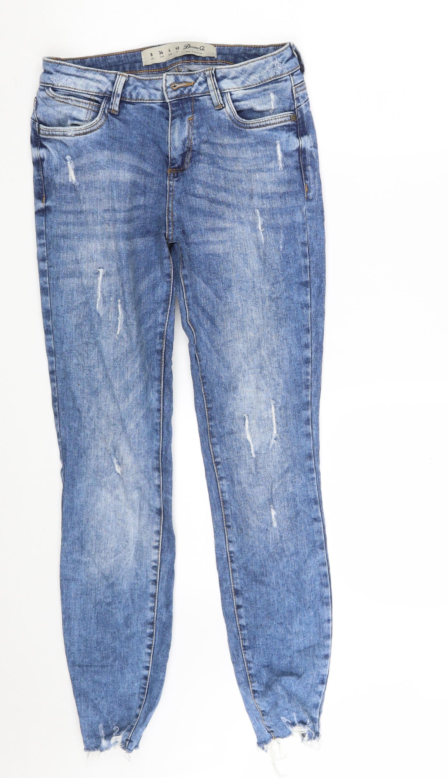 Denim & Co. Womens Blue  Cotton Skinny Jeans Size 8 L27 in Slim Zip