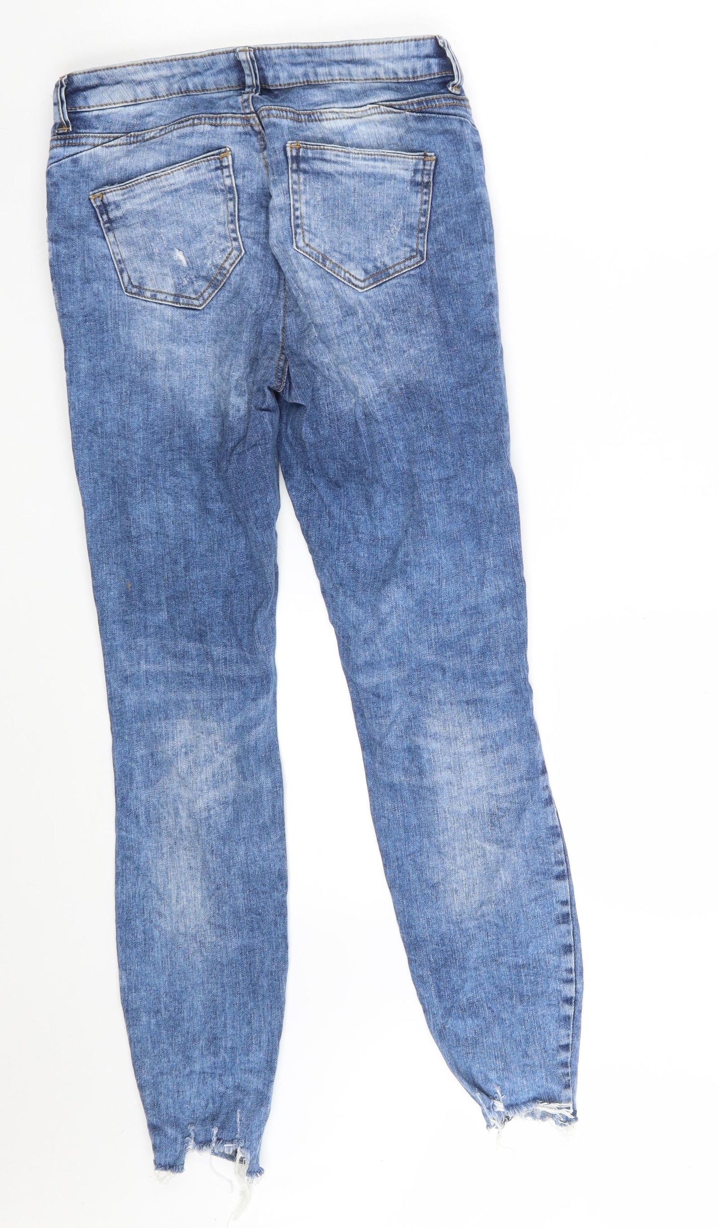 Denim & Co. Womens Blue  Cotton Skinny Jeans Size 8 L27 in Slim Zip