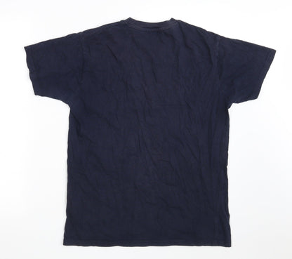 Back view of Patrick boys’ blue 100% cotton basic t-shirt, size 13, years round neck