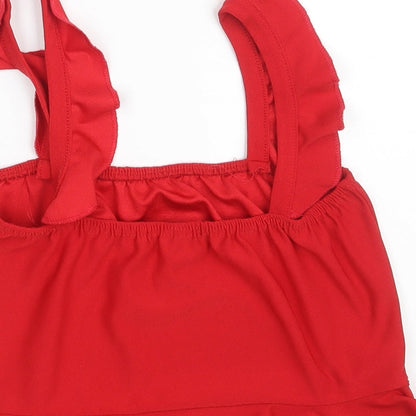Womens UK Size 10 PRETTYLITTLETHING Red Cropped Tank