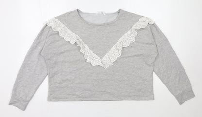 Additional front view of Pep&Co women’s grey polyester pullover sweatshirt, size UK 16, pullover - cropped