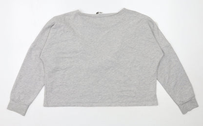 Back view of Pep&Co women’s grey polyester pullover sweatshirt, size UK 16, pullover - cropped