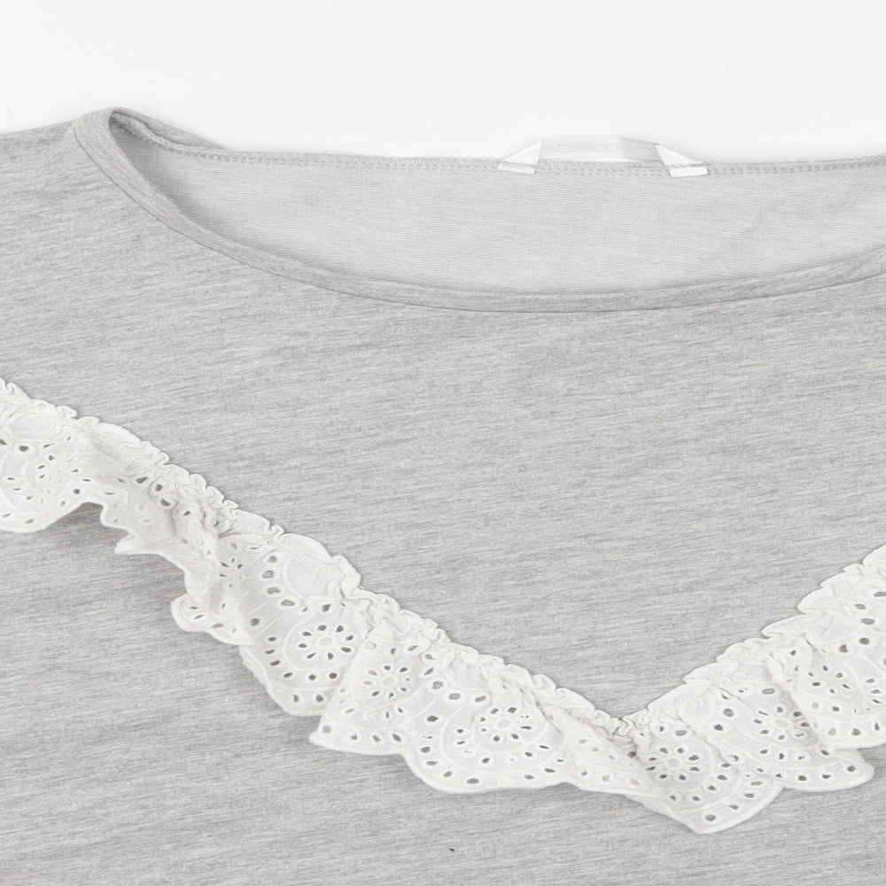 Close-up detail of Pep&Co women’s grey polyester pullover sweatshirt, size UK 16, pullover - cropped