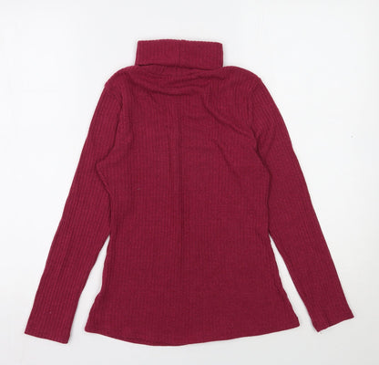 Preworn Womens Pink Roll Neck  Polyester Pullover Jumper Size S