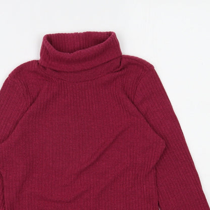 Preworn Womens Pink Roll Neck  Polyester Pullover Jumper Size S