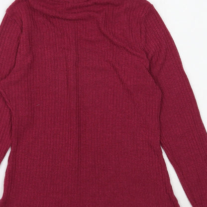 Preworn Womens Pink Roll Neck  Polyester Pullover Jumper Size S