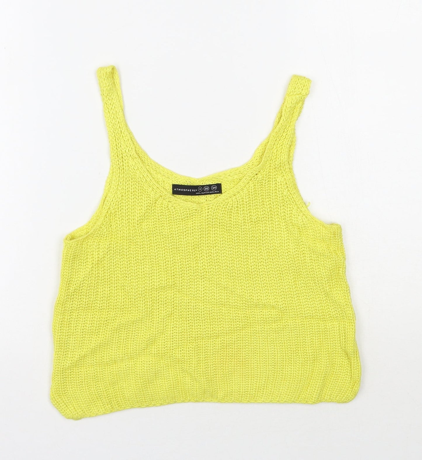 Primark Womens Yellow V-Neck  Viscose Vest Jumper Size 8   - Cropped