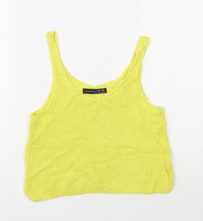 Primark Womens Yellow V-Neck  Viscose Vest Jumper Size 8   - Cropped