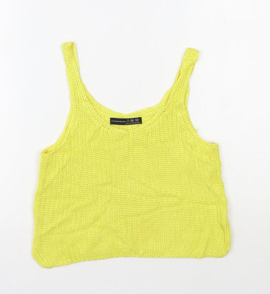 Primark Womens Yellow V-Neck  Viscose Vest Jumper Size 8   - Cropped