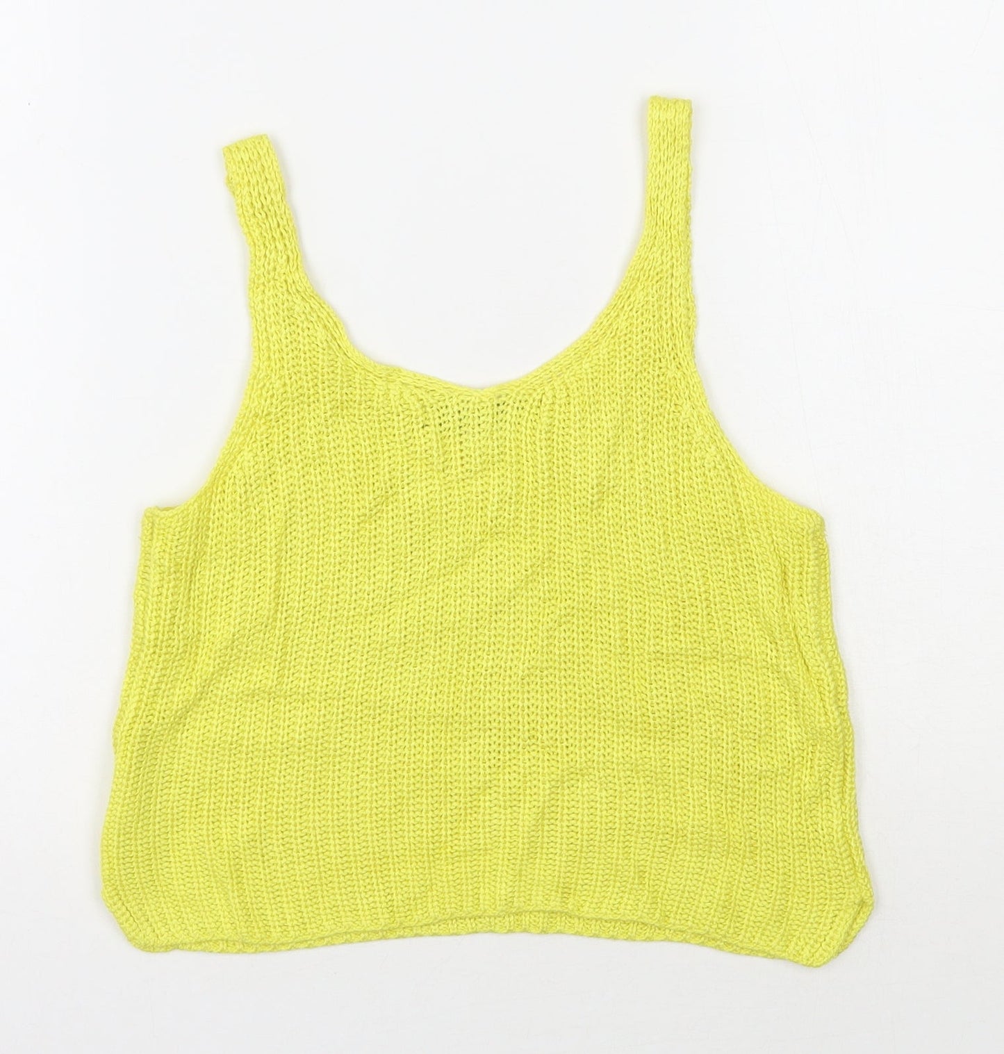 Primark Womens Yellow V-Neck  Viscose Vest Jumper Size 8   - Cropped