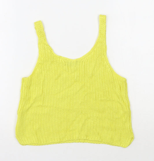 Primark Womens Yellow V-Neck  Viscose Vest Jumper Size 8   - Cropped