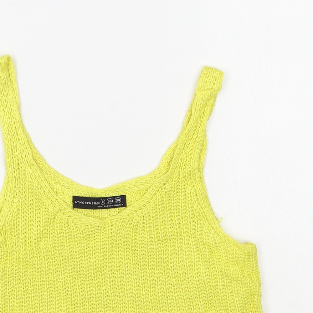Primark Womens Yellow V-Neck  Viscose Vest Jumper Size 8   - Cropped