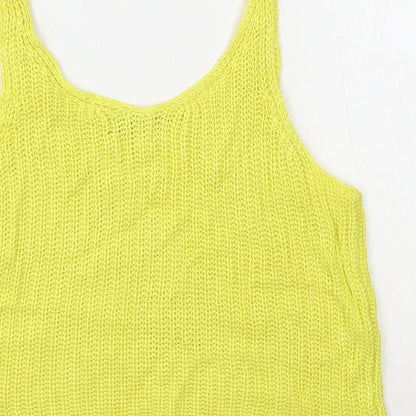 Primark Womens Yellow V-Neck  Viscose Vest Jumper Size 8   - Cropped