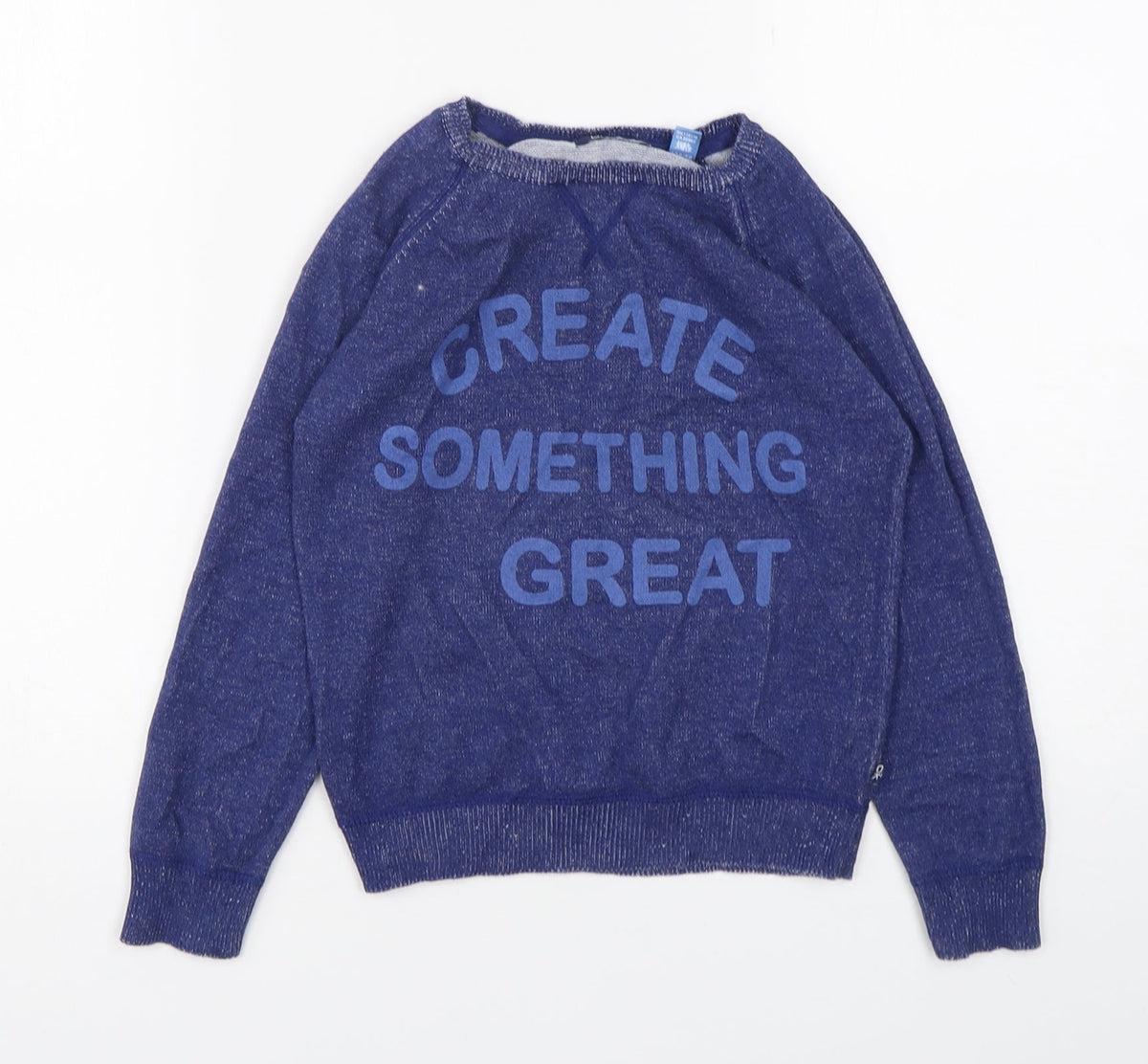 Additional front view of Okaidi boys’ blue cotton pullover sweatshirt, size 6, years pullover