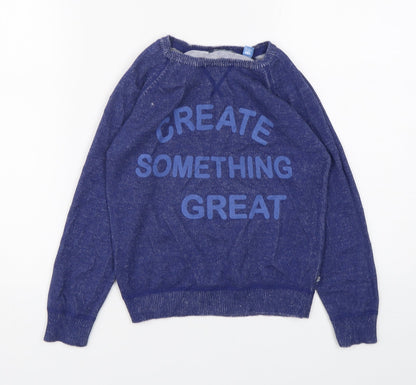 Additional front view of Okaidi boys’ blue cotton pullover sweatshirt, size 6, years pullover