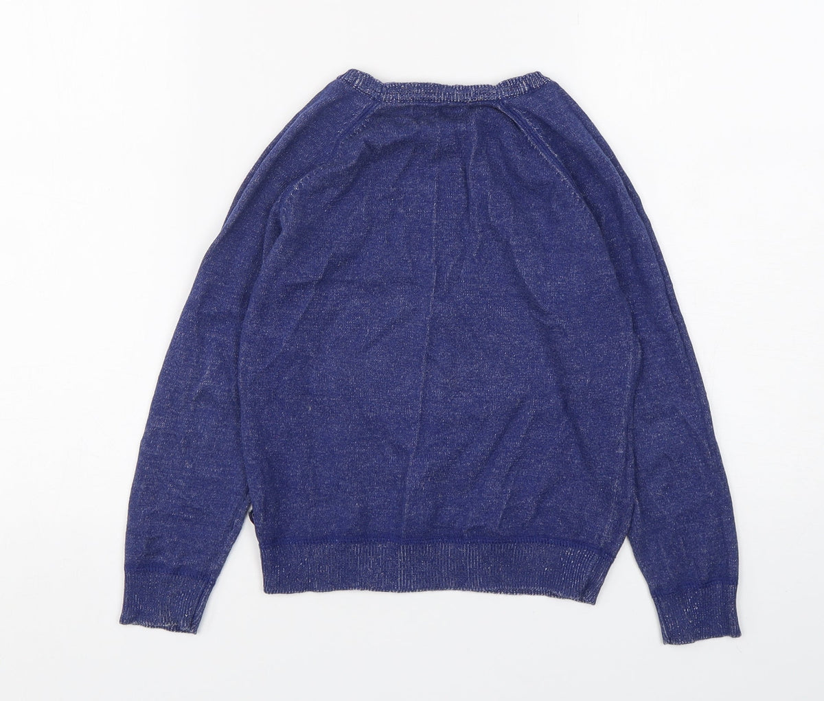 Back view of Okaidi boys’ blue cotton pullover sweatshirt, size 6, years pullover