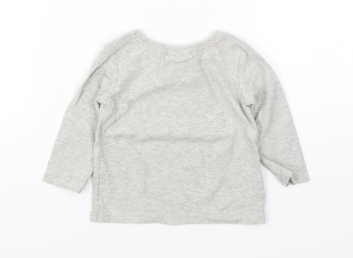 Back view of Next boys’ grey cotton basic t-shirt, size 3-6, months round neck pullover - christmas
