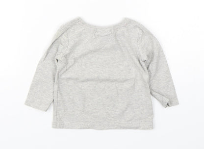 Back view of Next boys’ grey cotton basic t-shirt, size 3-6, months round neck pullover - christmas
