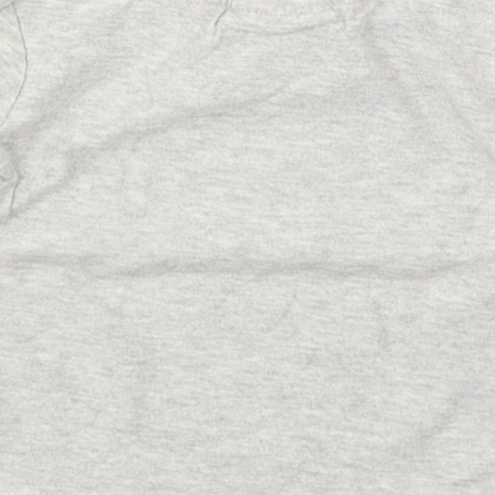 Brand and care label for Next boys’ grey cotton basic t-shirt, size 3-6, months round neck pullover - christmas