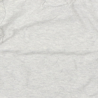 Brand and care label for Next boys’ grey cotton basic t-shirt, size 3-6, months round neck pullover - christmas