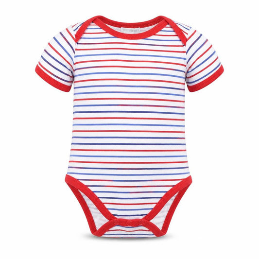Nursery Time Boys Multicoloured Striped Cotton Babygrow One-Piece Size 0-3 Months  Snap