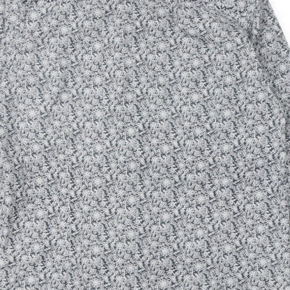 Retro Fire Mens Grey Paisley Polyester  Button-Up Size S Collared Button