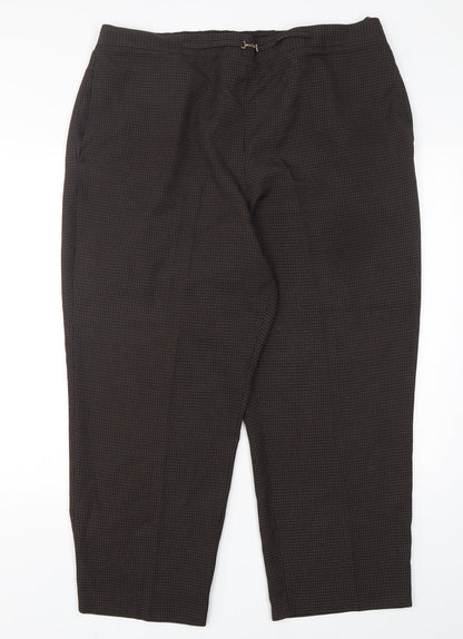 BHS Womens Brown Check Polyester Trousers  Size 20 L28 in Regular