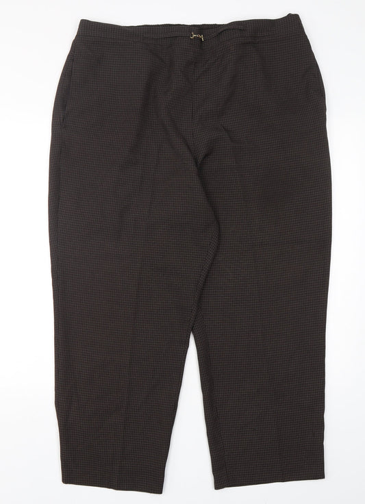 BHS Womens Brown Check Polyester Trousers  Size 20 L28 in Regular
