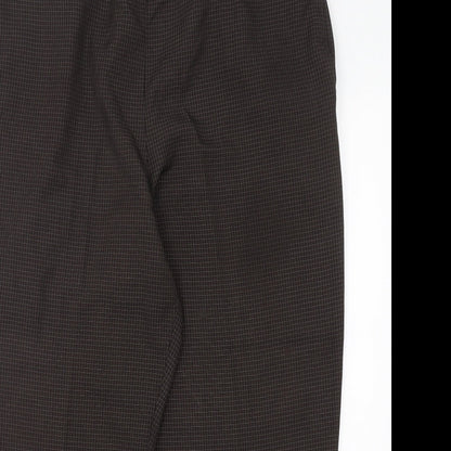 BHS Womens Brown Check Polyester Trousers  Size 20 L28 in Regular