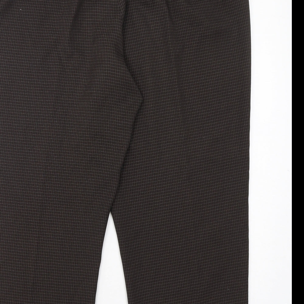 BHS Womens Brown Check Polyester Trousers  Size 20 L28 in Regular