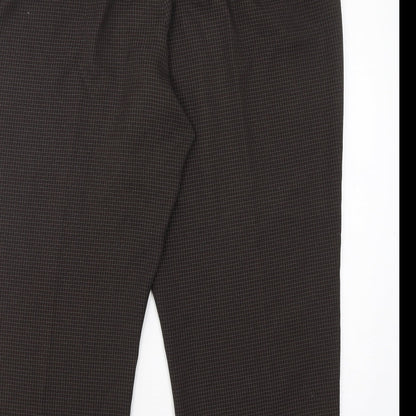 BHS Womens Brown Check Polyester Trousers  Size 20 L28 in Regular