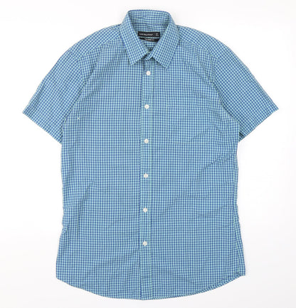 Mens UK Size 15 Cedar Wood State Multicoloured  Button-Up Short Sleeve Casual Sh