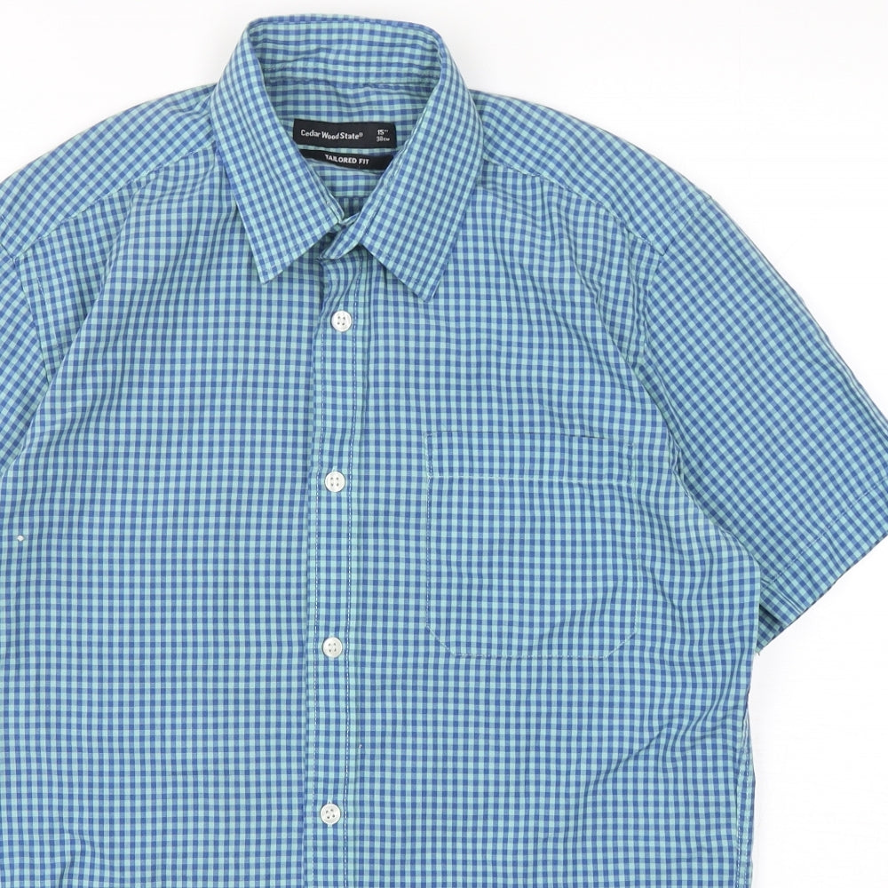 Mens UK Size 15 Cedar Wood State Multicoloured  Button-Up Short Sleeve Casual Sh
