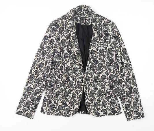 Topshop Womens Multicoloured Floral Cotton Jacket Blazer Size 8