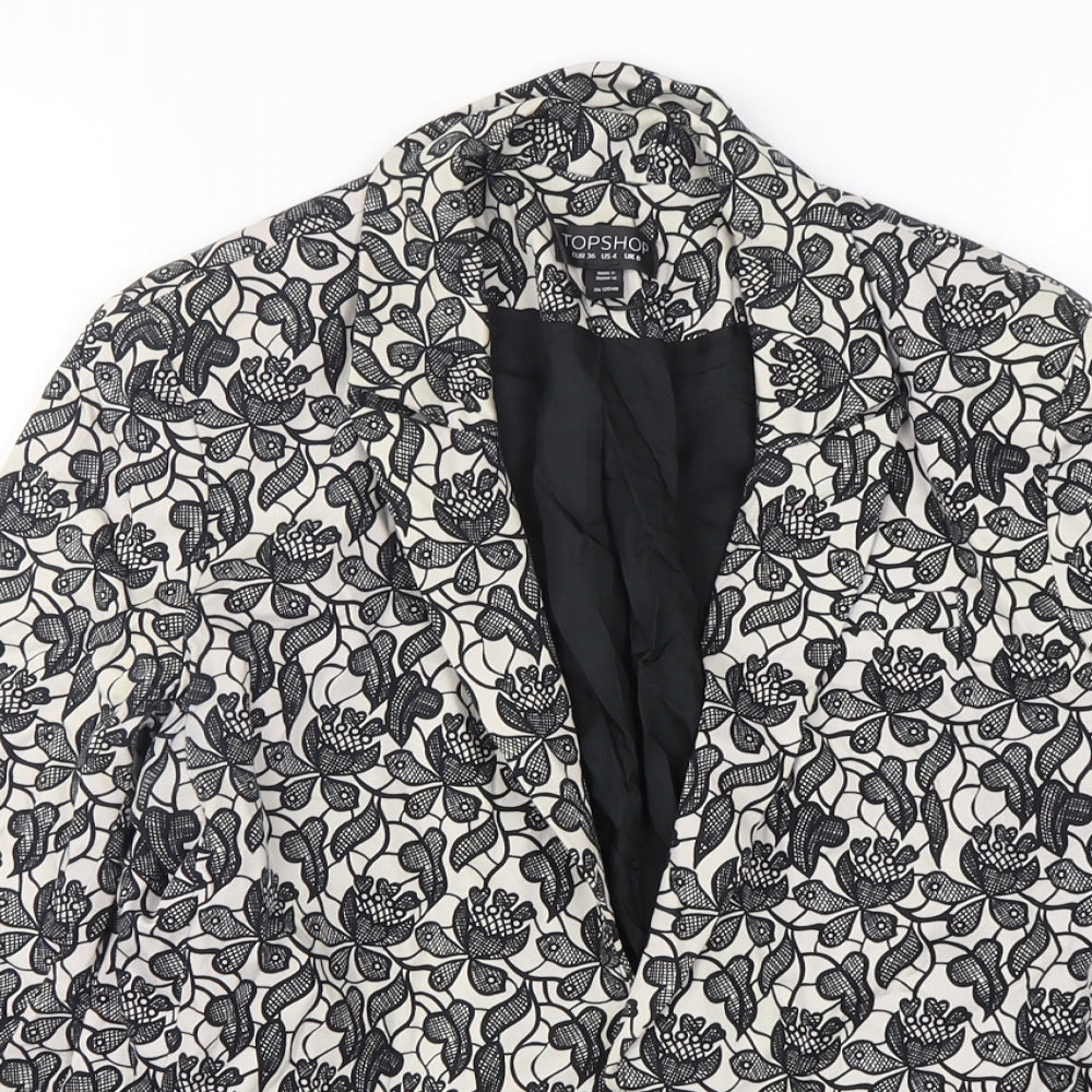 Topshop Womens Multicoloured Floral Cotton Jacket Blazer Size 8