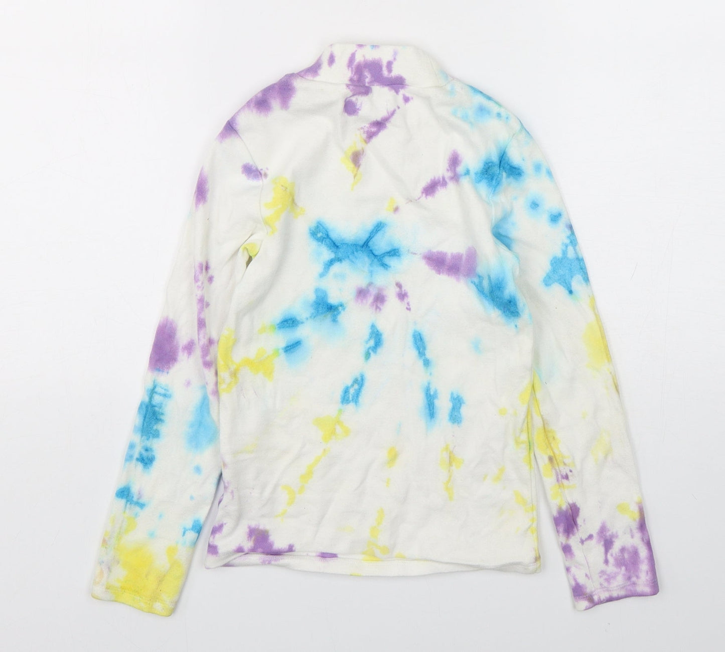 NEXT Girls Multicoloured Geometric Cotton Basic T-Shirt Size 9 Years Mock Neck Pullover - Tie dye