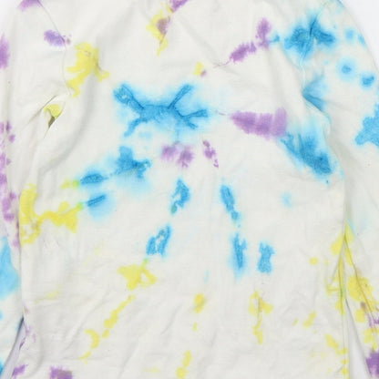 NEXT Girls Multicoloured Geometric Cotton Basic T-Shirt Size 9 Years Mock Neck Pullover - Tie dye