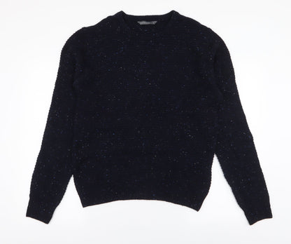 Cedar Wood State Mens Blue Round Neck  Acrylic Pullover Jumper Size M