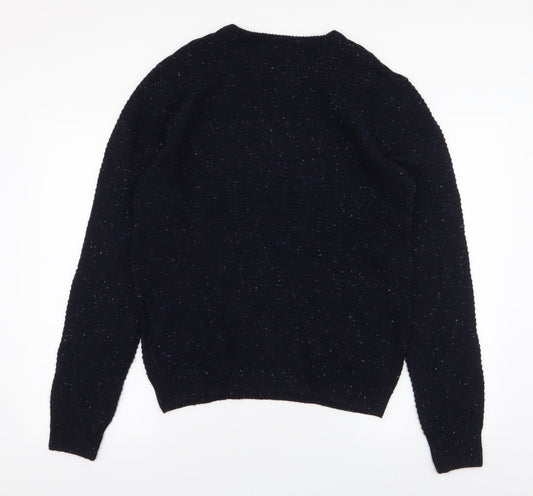 Cedar Wood State Mens Blue Round Neck  Acrylic Pullover Jumper Size M