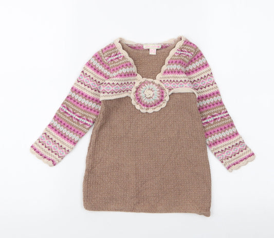 Jillian's Closet Girls Multicoloured Fair Isle 100% Cotton A-Line Size 24 Months Round Neck Pullover
