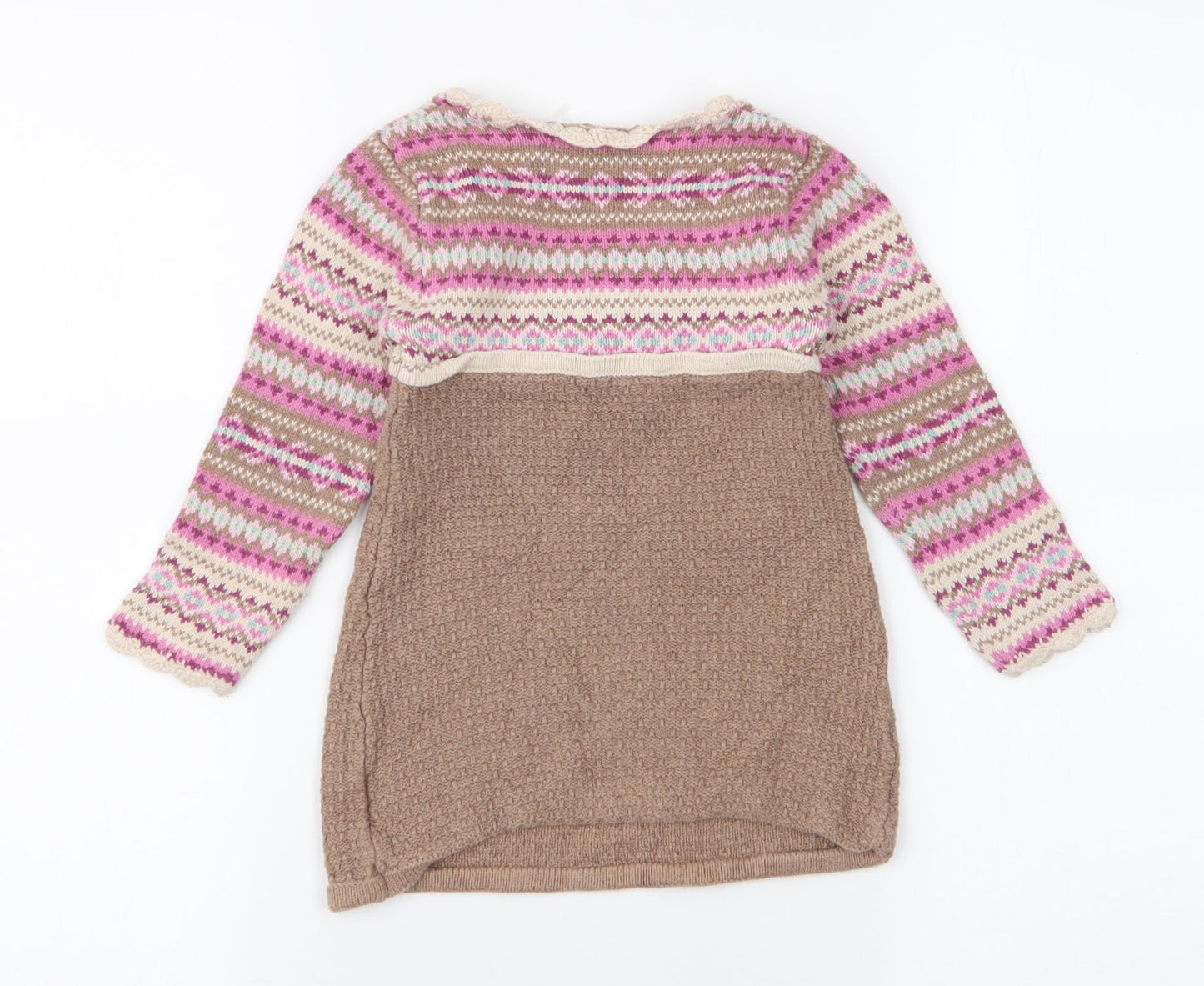 Jillian's Closet  Girls Multicoloured Fair Isle 100% Cotton A-Line  Size 24 Months  Round Neck Pullover