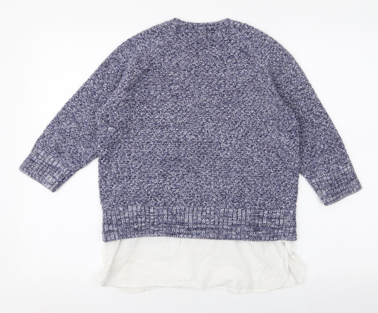 TU Womens Blue Round Neck  100% Cotton Pullover Jumper Size 10   - Shirt insert